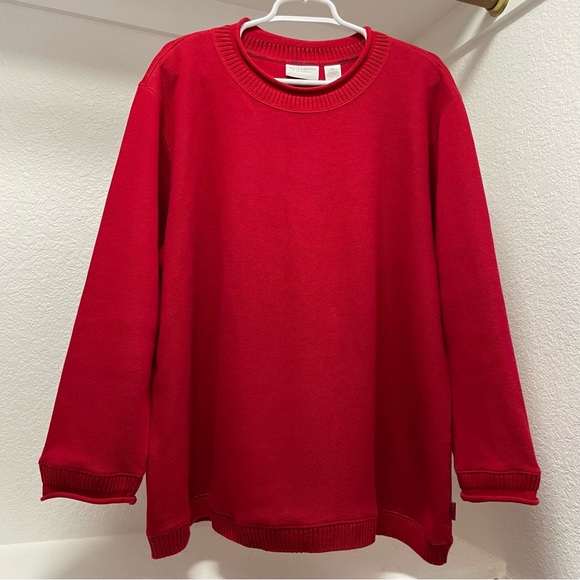 Elizabeth by Liz Claiborne Red Rib Knit Cotton Crewneck Pullover Sweater | Sz 2X - Picture 1 of 4